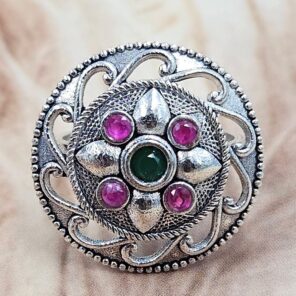 Ruby & Emerald Size US 7 925 Sterling Silver Ring (RS38-115)