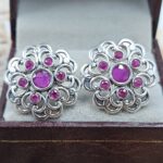Ruby 1" 925 Sterling Silver Stud Earrings (RS38-91)