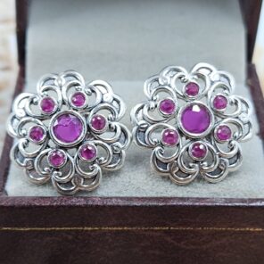 Ruby 1" 925 Sterling Silver Stud Earrings (RS38-91)