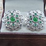 Emerald 1" 925 Sterling Silver Stud Earrings (RS38-92)