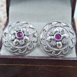 Ruby 1" 925 Sterling Silver Stud Earrings (RS38-95)