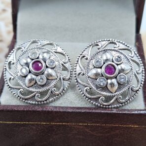 Ruby 1" 925 Sterling Silver Stud Earrings (RS38-95)