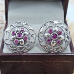 Ruby 1" 925 Sterling Silver Stud Earrings (RS38-99)