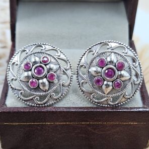Ruby 1" 925 Sterling Silver Stud Earrings (RS38-99)