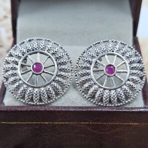 Ruby 1" 925 Sterling Silver Stud Earrings (RS38-100)