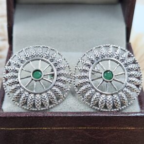 Emerald 1" 925 Sterling Silver Stud Earrings (RS38-101)