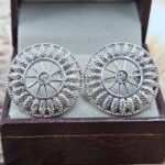 Cubic Zirconia 1" 925 Sterling Silver Stud Earrings (RS38-102)