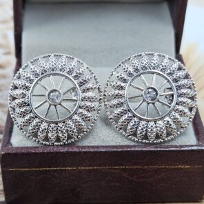 Cubic Zirconia 1" 925 Sterling Silver Stud Earrings (RS38-102)