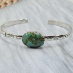 Sonoran Gold Turquoise Adjustable Sterling Silver Bangle (REXT42-294)