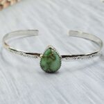 Sonoran Gold Turquoise Adjustable Sterling Silver Bangle (REXT42-297)