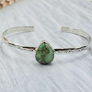 Sonoran Gold Turquoise Adjustable Sterling Silver Bangle (REXT42-297)