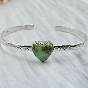Sonoran Gold Turquoise Adjustable Sterling Silver Bangle (REXT42-298)