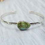 Sonoran Gold Turquoise Adjustable Sterling Silver Bangle (REXT42-290)