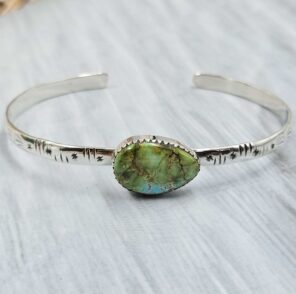 Sonoran Gold Turquoise Bangle Adjustable Sterling Silver Bangle (REXT42-290)