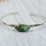 Sonoran Gold Turquoise Adjustable Sterling Silver Bangle (REXT42-299)