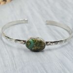 Sonoran Gold Turquoise Adjustable Sterling Silver Bangle (REXT42-289)