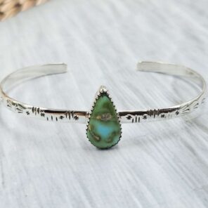 Sonoran Gold Turquoise Adjustable Sterling Silver Bangle (REXT42-295)