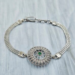 Emerald 925 Sterling Silver Bracelet (RS38-103)
