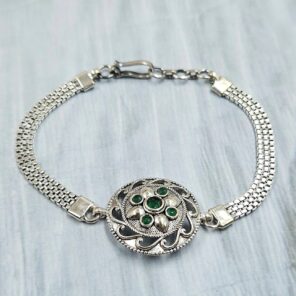 Emerald 925 Sterling Silver Bracelet (RS38-104)