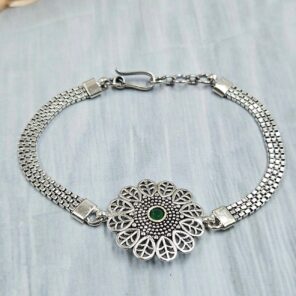 Emerald 925 Sterling Silver Bracelet (RS38-107)