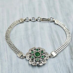 Emerald 925 Sterling Silver Bracelet (RS38-110)