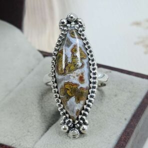 Kerrouchen Seam Agate Size US 7 Sterling Silver Ring (REXT110-247)