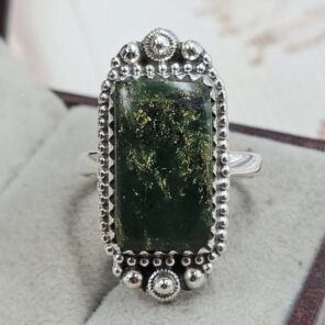 Green Opal Size US 6 Sterling Silver Ring (REXT110-236)