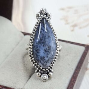 Dendritic Agate Size US 8 Sterling Silver Ring (REXT110-251)