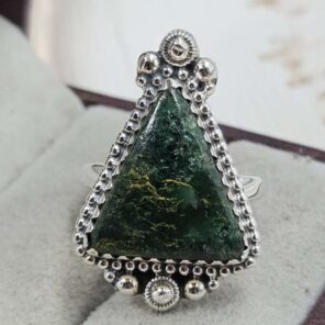 Green Opal Size US 7 Sterling Silver Ring (REXT110-237)