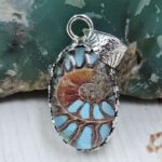 Ammolite Turquoise Doublet Sterling Silver Pendant (REXT110-268)