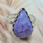 Purple Rainbow Moonstone Size US 7 925 Sterling Silver Ring (REXT119-304)