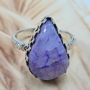 Purple Rainbow Moonstone Size US 7 925 Sterling Silver Ring (REXT119-304)