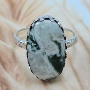 Chrysoprase Size US 10 925 Sterling Silver Ring (REXT119-320)