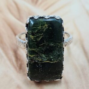 Green Opal Size US 7 925 Sterling Silver Ring (REXT119-301)