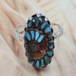 Ammolite Turquoise Doublet Size US 7 925 Sterling Silver Ring (REXT119-306)