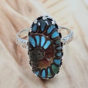 Ammolite Turquoise Doublet Size US 7 925 Sterling Silver Ring (REXT119-306)