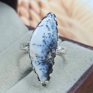 Dendritic Agate Size US 8 925 Sterling Silver Ring (REXT119-313)