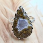 Kerrouchen Seam Agate Size US 8 925 Sterling Silver Ring (REXT119-314)