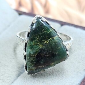 Green Opal Size US 8 925 Sterling Silver Ring (REXT119-315)