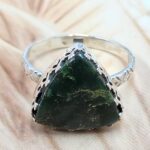 Green Opal Size US 10 925 Sterling Silver Ring (REXT119-322)