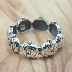 Pumpkin Face 925 Sterling Silver Halloween Spooky Ring (REXT51-306)