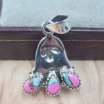 Cotton Candy Turquoise Ghost 925 Sterling Silver Spooky Pendant (REXT51-307)