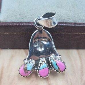 Cotton Candy Turquoise Ghost 925 Sterling Silver Spooky Pendant (REXT51-307)