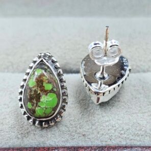 Yungai Green Turquoise 0.5" 925 Sterling Silver Stud Earrings (REXT32-99)