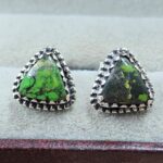 Yungai Green Turquoise 0.5" 925 Sterling Silver Stud Earrings (REXT32-100)