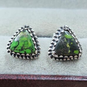 Yungai Green Turquoise 0.5" 925 Sterling Silver Stud Earrings (REXT32-100)
