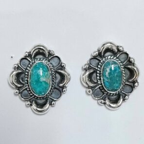 White Water Turquoise 0.75" 925 Sterling Silver Stud Earrings (REXT32-71)