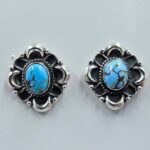 White Water Turquoise 0.75" 925 Sterling Silver Stud Earrings (REXT32-70)