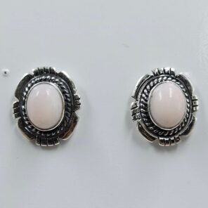 Pink Opal 0.5" 925 Sterling Silver Stud Earrings (REXT36-170)