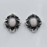 Pink Opal 0.75" 925 Sterling Silver Stud Earrings (REXT36-171)